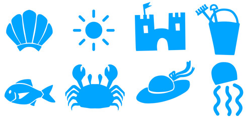 Naklejka premium sea icons for summer vacation and beach design
