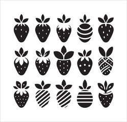 Minimalist Easter Strawberry Vector Silhouettes