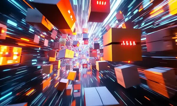 Hyper Speed Cubes: A Digital Tunnel of Light and Color