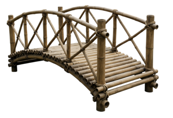 Traditional Bamboo Bridge with Rope Railings