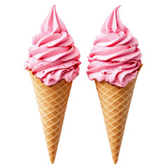Two Pink Ice Cream Cones with Swirls of Delight