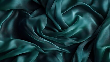 Obraz premium Teal silk fabric drapes in elegant folds