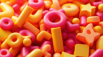 Naklejka premium Abstract background of vibrant pink and orange 3D shapes.