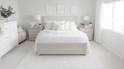 Delicate lace-edged vintage rug adding romance to a feminine shabby chic bedroom