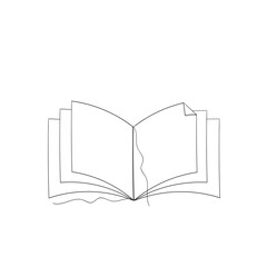 Open book line icon set. book icon vector illustration on white background continuous line drawing