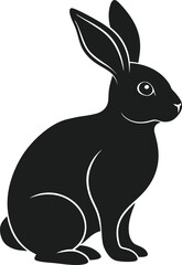 Elegant Rabbit Silhouette Vector - Spring-Themed Wildlife Illustration
