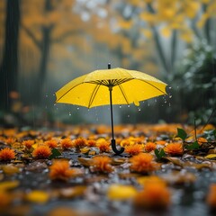 Umbrella and rain.