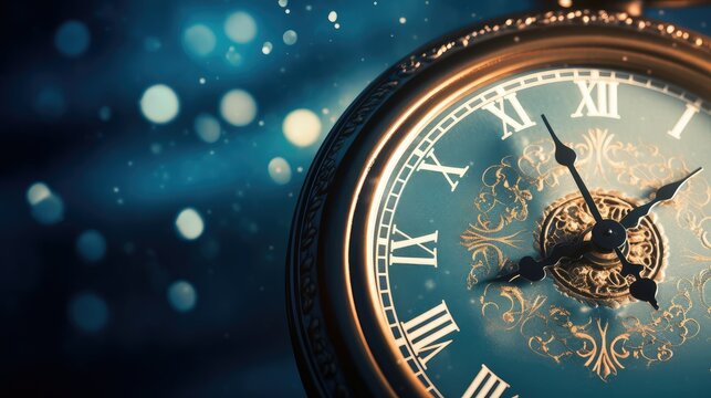 background clock on blue