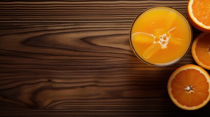 wooden orange juice top view