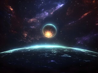 Obraz premium A beautiful planet floating in the infinite space of the universe captured in artistic representation