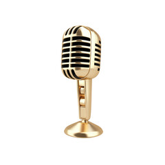 Fototapeta premium Golden Retro Microphone - Vintage Style Recording Studio Equipment