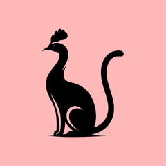 Elegant Hybrid Creature – Rooster and Cat Fantasy Silhouette