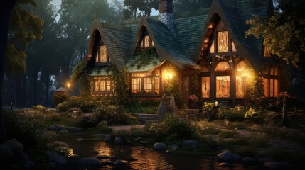 twinkling houses night