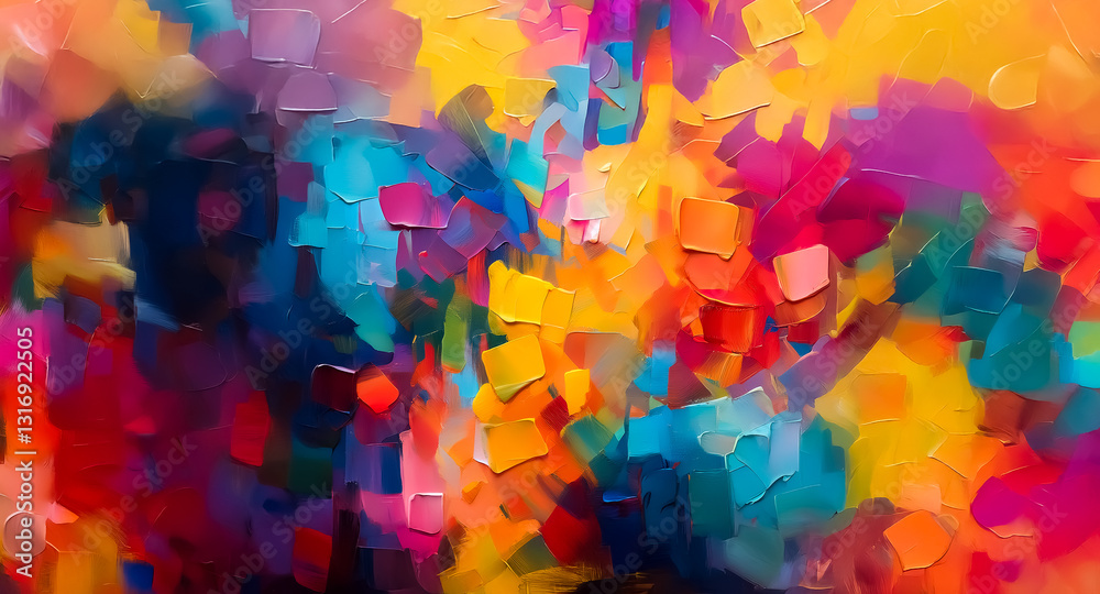 Fototapete vibrant abstract painting showcases a dynamic mix of bright colors. textured brushstrokes create dep