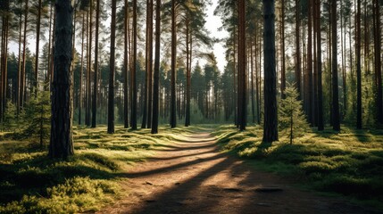 Fototapeta premium path pine tree forrest