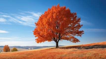 red fall tree isolated
