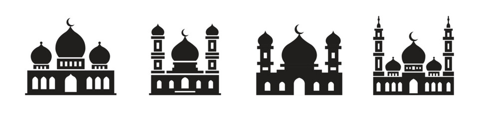 Vector Mosque Silhouette Icon Set