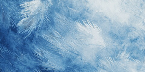 Obraz premium Deep blue abstract background. Light feathers, white