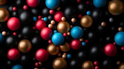 Colorful Spheres Of Various Sizes Are Floating On A Dark Backdrop