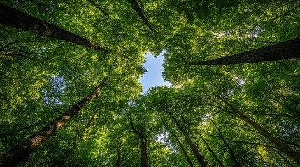 Obraz premium green tropical forest with palm trees and fog in the background