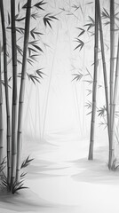Serene Bamboo Forest Path with Ethereal Fog and Soft Lighting