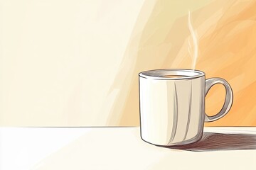 Warm Cup of Coffee on Minimalist Background with Soft Colors