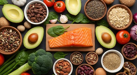 Creative Flat Lay of Healthy Food Ingredients