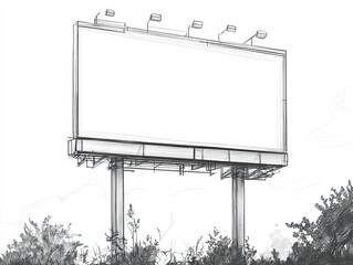 Obraz premium Empty Blank Billboard Surrounded by Trees and Vegetation