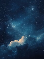 Fototapeta premium Celestial symphony of stars and clouds in a tranquil night sky evoking wonder and cosmic beauty with a dreamlike quality
