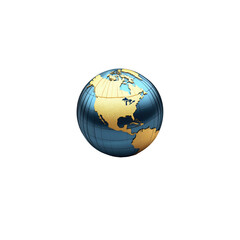 Fototapeta premium Elegant 3D Render of Earth Globe with North America Highlighted in Gold