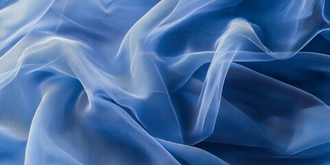 Obraz premium Deep blue abstract background. Light veil texture, soft folds