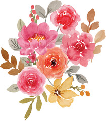 ranunculus and rose flower watercolor