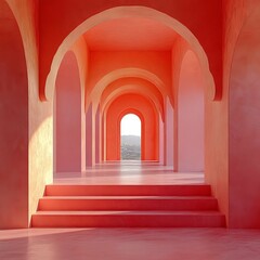 Stunning Coral-hued Architectural Corridor