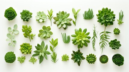 Obraz premium succulents green flat lay
