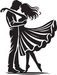 romantic couple silhouette vector, man and woman logo vector, romantic couple vector icon, romantic couple silhouette vector isolated on white background