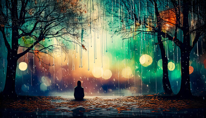 Composition, reflecting thoughtfulness, sadness, confusion, wallpaper