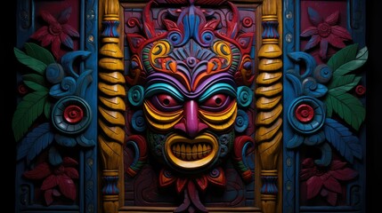 Fototapeta premium carved mask door