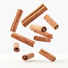 Cinnamon sticks levitating in the air