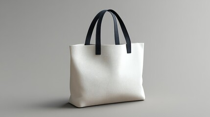 Blank Tote Bag on Gray Background