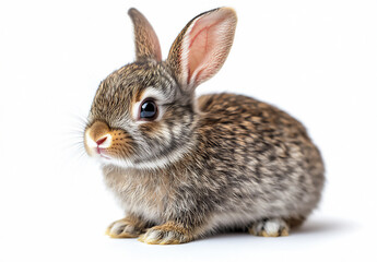 Obraz premium photo of a gray baby bunny on a white background,