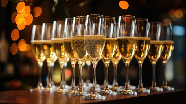 toast champagne in glass