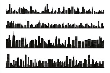 Fototapeta premium City Skyline Silhouettes: Urban Horizons.