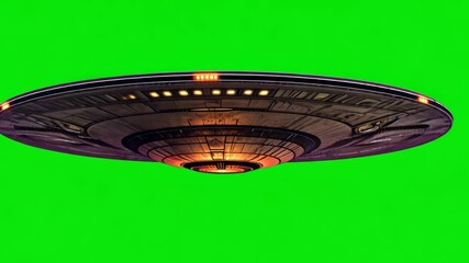 An ufo on green screen chroma key background