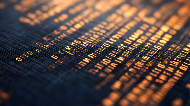 Data patterns emerge in digital textual analysis online abstract art close-up technology