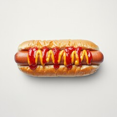 Classic hot dog with ketchup and mustard