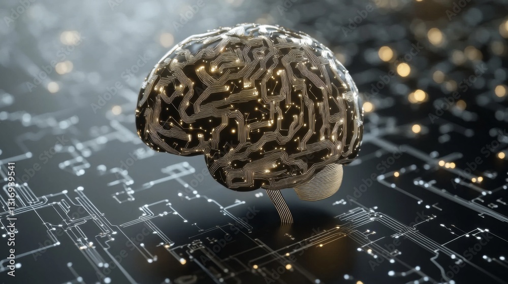 Poster create prompts for stock photos related to ai digital brain, machine learning, neural network, artif