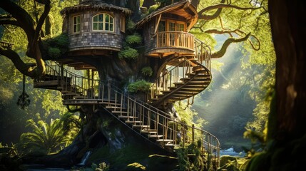 Fototapeta premium staircase house forest