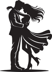 romantic couple silhouette vector, man and woman logo vector, romantic couple vector icon, romantic couple silhouette vector isolated on white background