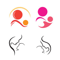 set of Mom and baby, Motherhood and Childbearing Logo Design Inspiration Vector.