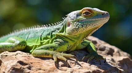 Obraz premium sun green lizard